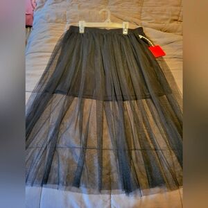 NWT Mesh Overlay Midi Skirt